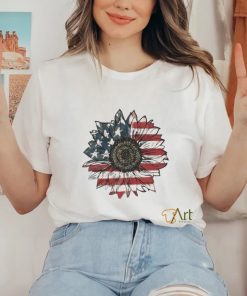 America Sunflower Usa Flag 4th Of July Freedom Shirt