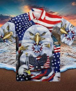 American Eagle US Flag Hawaiian Shirt