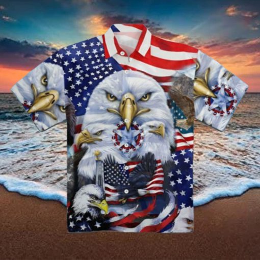 American Eagle US Flag Hawaiian Shirt