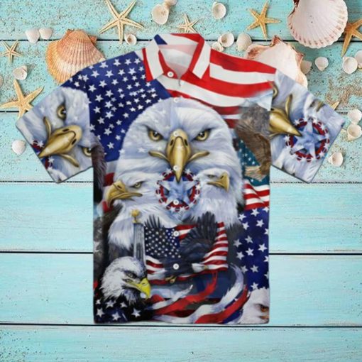 American Eagle US Flag Hawaiian Shirt