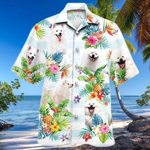 American Eskimo Dog Tropical Flower Hawaiian Shirt