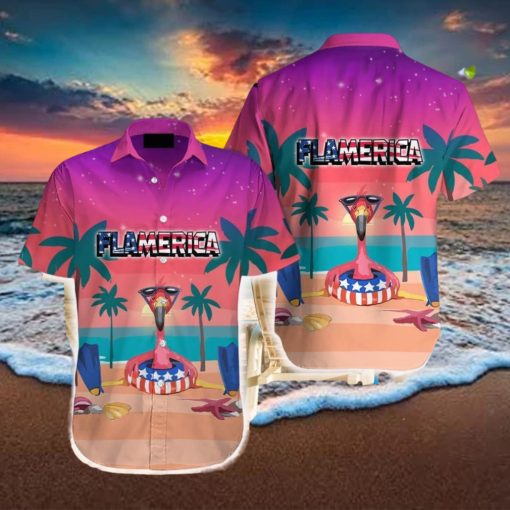 American Flag Flamingo 4th Of July Independence Day Hawaiian Shirt Aloha Casual Shirt For Men And Women
