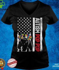 American Flag Pop Pop Bear Autism Awareness Support Family T Shirt