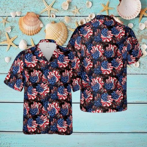 American Flag Rose Hawaiian Shirt