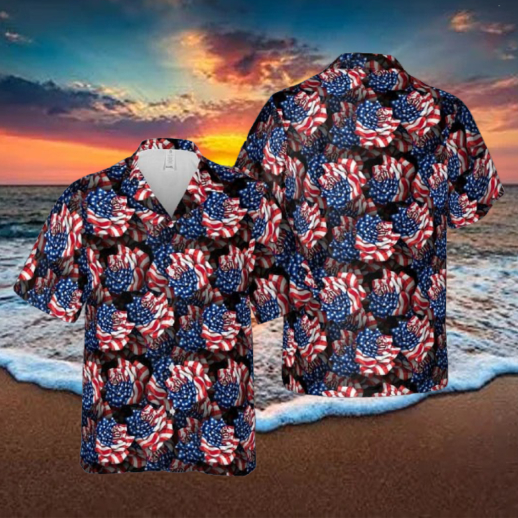 American Flag Rose Hawaiian Shirt American Flag Rose Hawaiian Shirt
