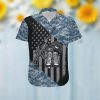 American Flag Veteran Military Symbols Camouflage Men Hawaiian Aloha Tropical Beach Button Up Shirt For US Coast Guard