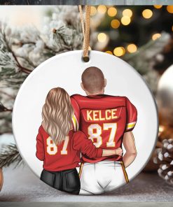 American Football Couple Ceramic Circle Ornament