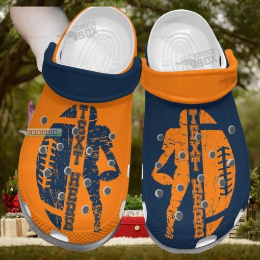 American Football Orange And Navy Crocs Shoes Football Footwear