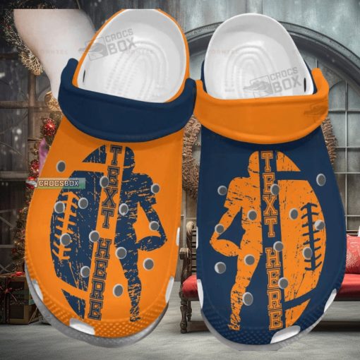 American Football Orange And Navy Crocs Shoes Football Footwear