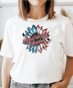 American Mama Sunflower American Flag Shirt