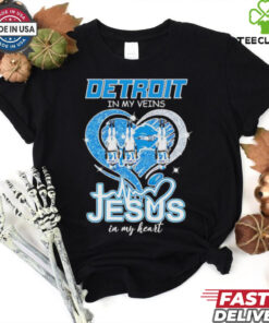 Amon Ra St Brown Detroit Lions in my veins Jesus in my heart shirt