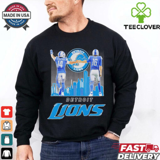 Amon Ra St Brown x Jared Goff Detroit Lions skyline City shirt