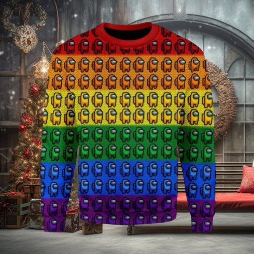 Among Us Gay Pride Ugly Christmas Sweater