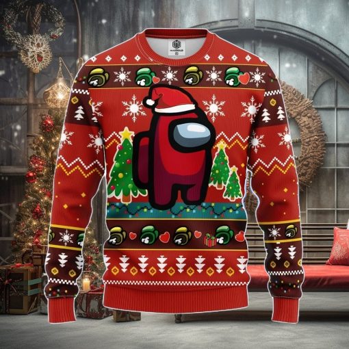 Among Us Red Ugly Christmas Sweater Amazing Gift Men And Women Christmas Gift