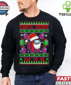 Among Us Santa Seems Sus To Me ugly christmas shirt