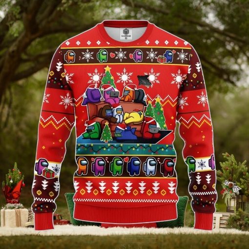 Among Us Ugly Christmas Sweater Red Amazing Gift Men And Women Christmas Gift