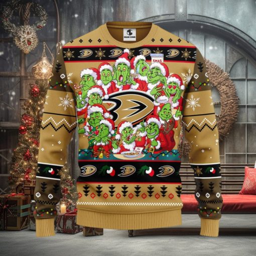 Anaheim Ducks 12 Grinch Xmas Day Christmas Ugly Sweater