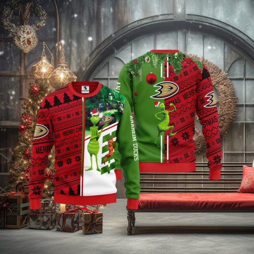 Anaheim Ducks Grinch & Scooby doo Christmas Ugly Sweater