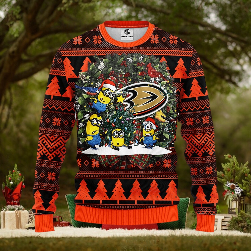 Anaheim Ducks Minion Christmas Ugly Sweater Anaheim Ducks Minion Christmas Ugly Sweater