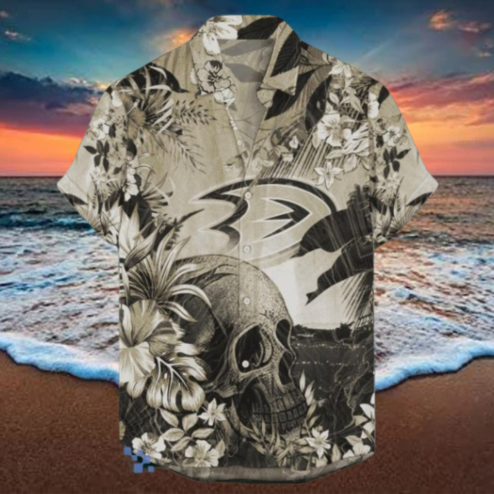 Anaheim Ducks NHL Hawaiian Shirt Tropical Skull Design For Men Women Anaheim Ducks NHL Hawaiian Shirt Tropical Skull Design For Men Women