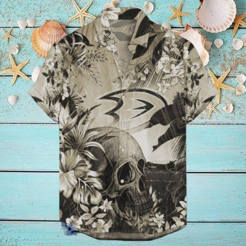 Anaheim Ducks NHL Hawaiian Shirt Tropical Skull Design For Men Women Anaheim Ducks NHL Hawaiian Shirt Tropical Skull Design For Men Women
