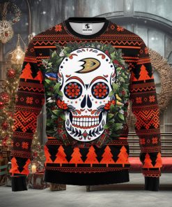 Anaheim Ducks Skull Flower Ugly Christmas Ugly Sweater