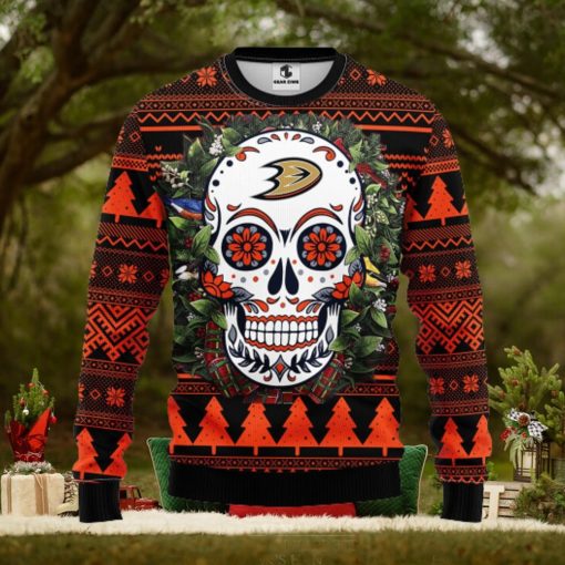 Anaheim Ducks Skull Flower Ugly Christmas Ugly Sweater