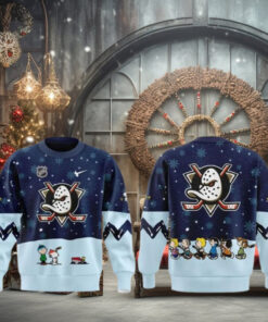 Anaheim Ducks x Peanuts & Snoopy Night Limtied Edition Christmas Sweater