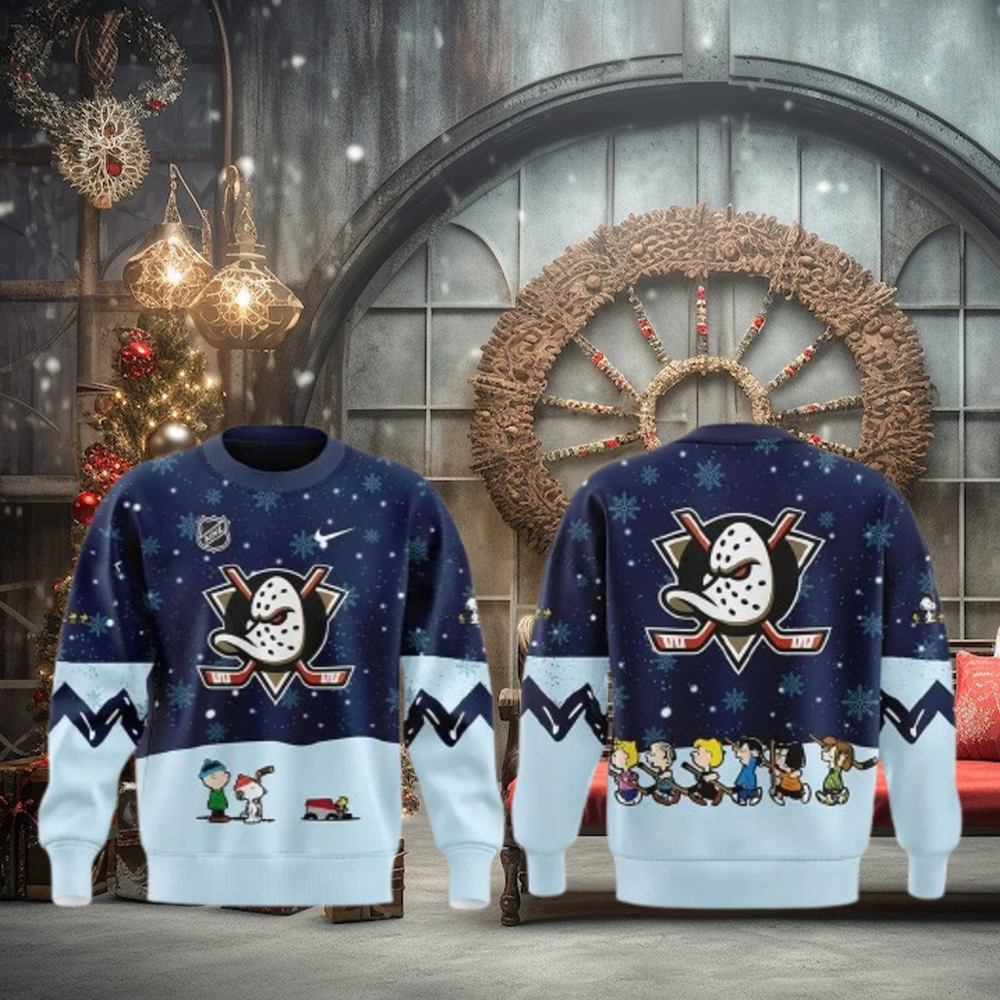 Anaheim Ducks x Peanuts & Snoopy Night Limtied Edition Christmas Sweater Anaheim Ducks x Peanuts & Snoopy Night Limtied Edition Christmas Sweater