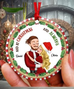 And At Christmas And Always, Couple Gift, Personalized Ornament, Hugging Couple Ornamen