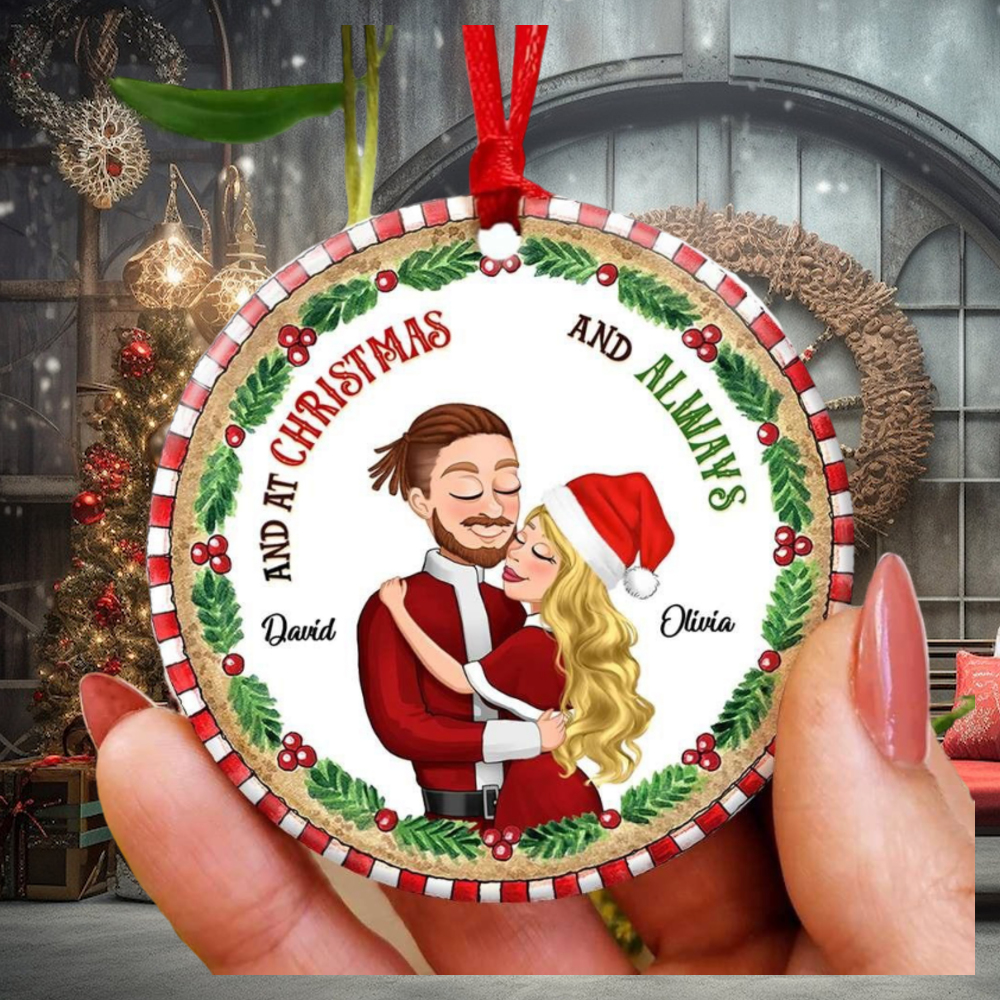 And At Christmas And Always, Couple Gift, Personalized Ornament, Hugging Couple Ornamen And At Christmas And Always, Couple Gift, Personalized Ornament, Hugging Couple Ornamen