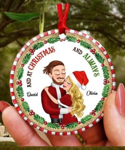 And At Christmas And Always, Couple Gift, Personalized Ornament, Hugging Couple Ornamen