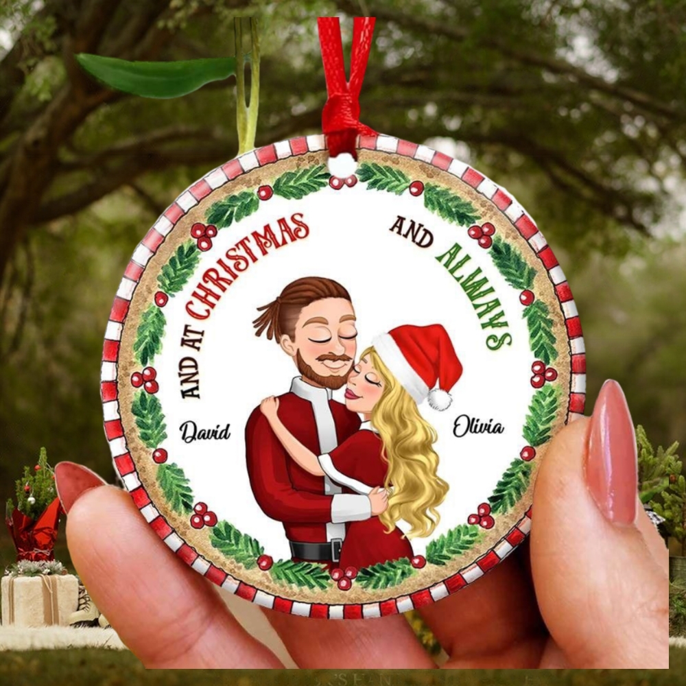 And At Christmas And Always, Couple Gift, Personalized Ornament, Hugging Couple Ornamen And At Christmas And Always, Couple Gift, Personalized Ornament, Hugging Couple Ornamen
