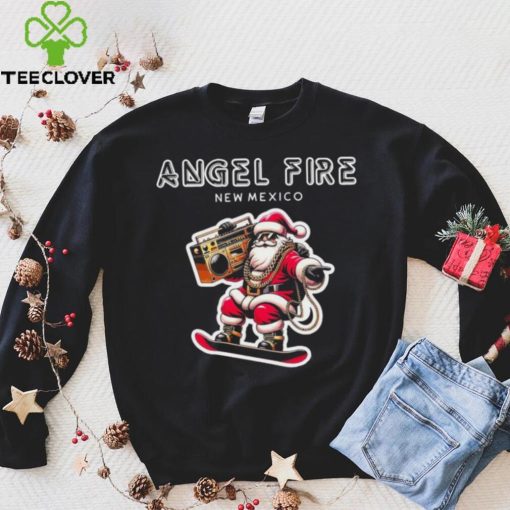 Angel Fire New Mexico Christmas Snowboard Santa Claus Shirt