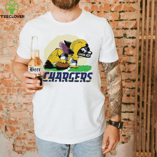 Angry Stitch character player Los Angeles Chargers football logo shirt
