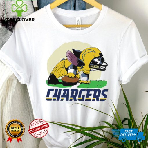 Angry Stitch character player Los Angeles Chargers football logo shirt