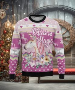 Animal Unicorn Believe In Magic Ugly Christmas Sweater