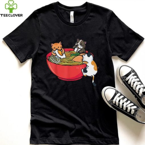 Anime Cats Eat Japanese Ramen Noodles T Shirt