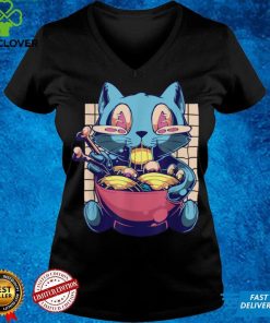 Anime Kuwaii Cat Eat Ramen Vaporwave 90's Aesthetic Japanese T Shirt