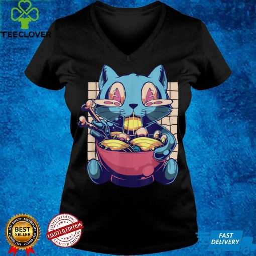 Anime Kuwaii Cat Eat Ramen Vaporwave 90’s Aesthetic Japanese T Shirt