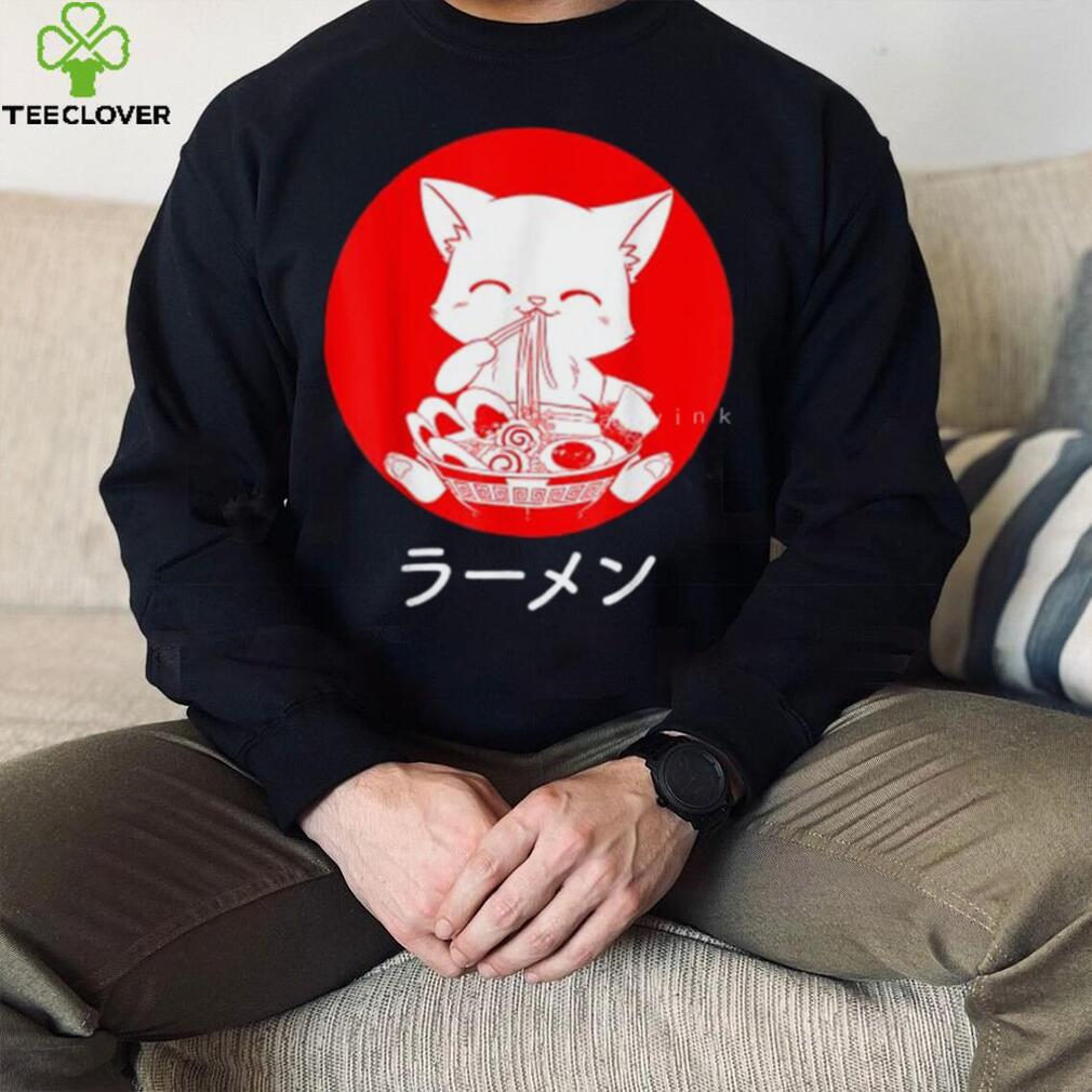 Kawaii Anime Neko Girls Eating Ramen Noodles T-Shirt Kawaii Anime Neko Girls Eating Ramen Noodles T-Shirt