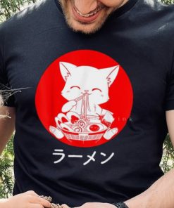 Kawaii Anime Neko Girls Eating Ramen Noodles T-Shirt 2 Anime Neko Girls Kawaii Cat Eating Japanese Ramen Noodles T Shirt