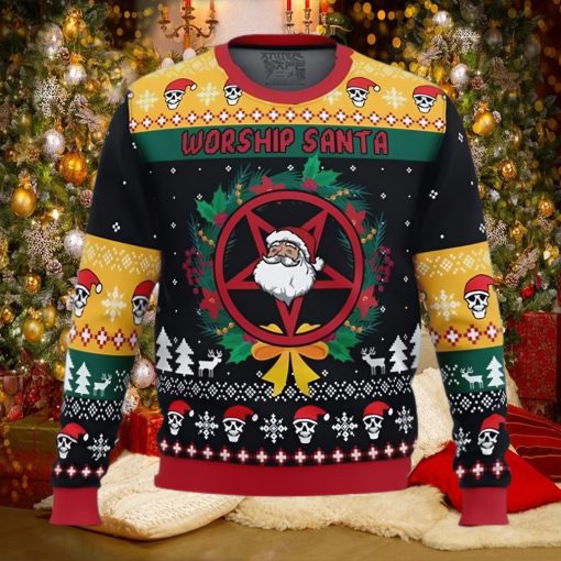 Anime Sweater Worship Santa Ugly Christmas Sweater