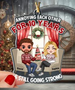 Anniversary Couple Cheering, Personalized Ornament