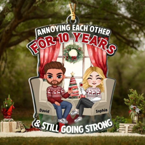 Anniversary Couple Cheering TT Personalized Ornament, Christmas Gifts For Couple