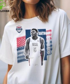 Anthony Edwards White USA Basketball 2024 Summer Olympics Player Cutout Unisex T Shirt