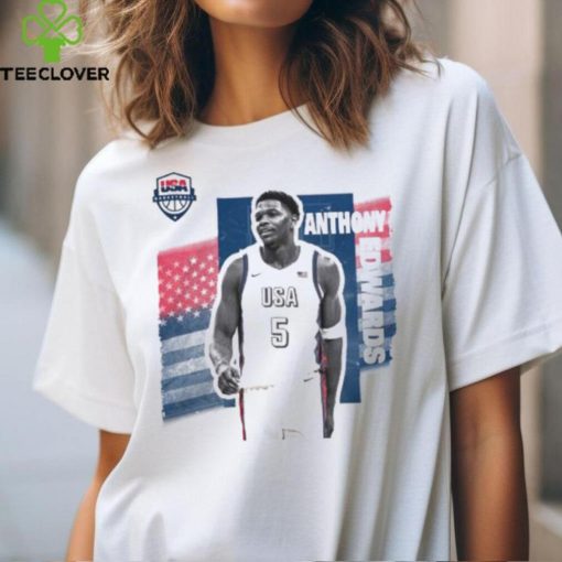 Anthony Edwards White USA Basketball 2024 Summer Olympics Player Cutout Unisex T Shirt