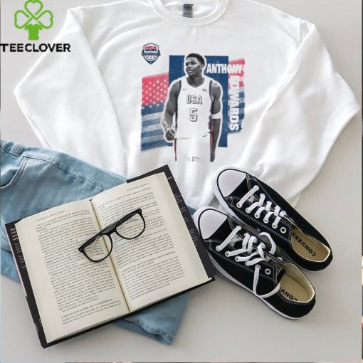 Anthony Edwards White USA Basketball 2024 Summer Olympics Player Cutout Unisex T Shirt