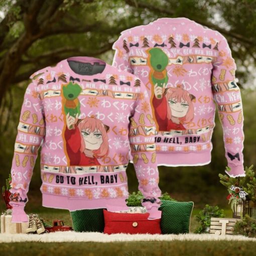 Anya Go To Hell Baby Spy X Family 2024 Best Xmas Knitted Ugly Christmas Sweater Gift For Family