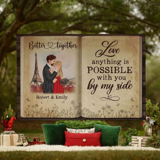 Anything Is Possible With You By My Side Personalized Couple Canvas Print